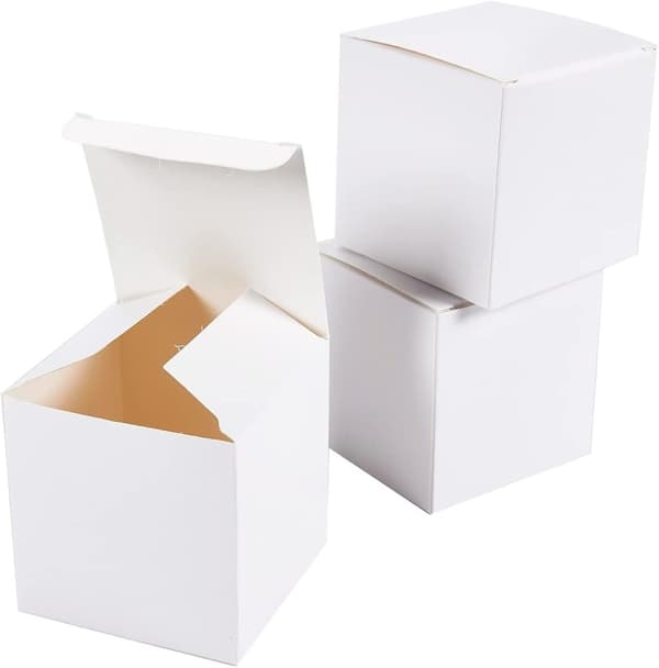 Små vita fyrkantiga presentaskar - 100-pack Mini presentpaket
