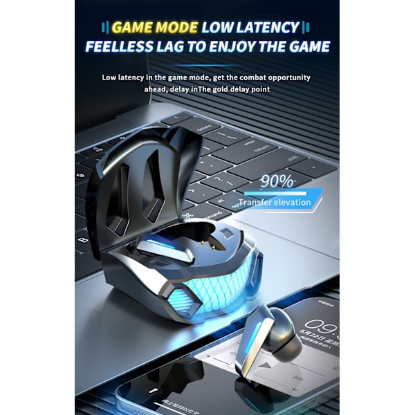 （Vit）Trådlöst headset, Bluetooth-spelheadset med mikrofon