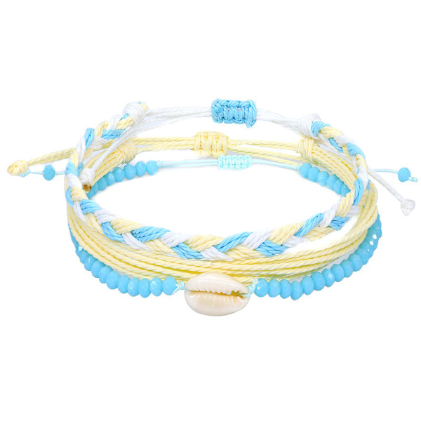 6-pack Vattentäta Justerbara Boho Armband Set Flätad Sträng Hawa