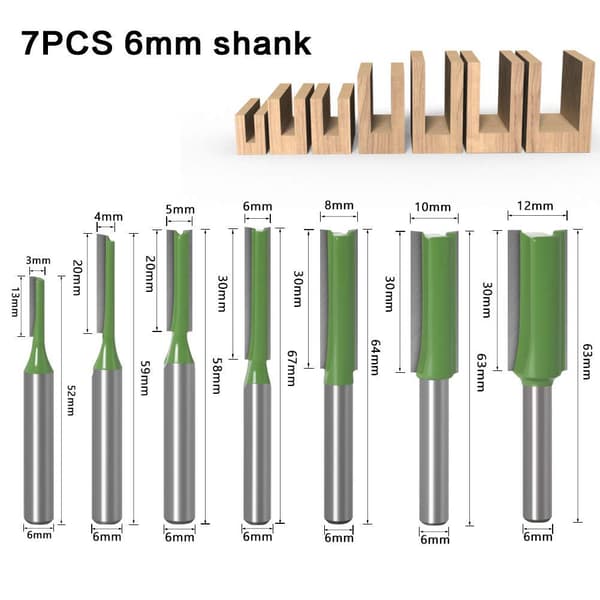 7 stk 6mm skaftfreser rett kutter med karbidkanter Carp