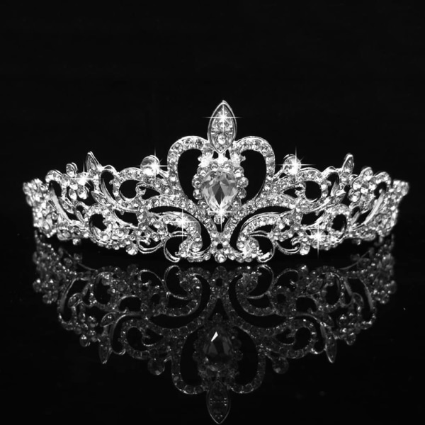 Sølv Tiara Crowns Crystal Pandebånd Princess Rhinestone Crown wi