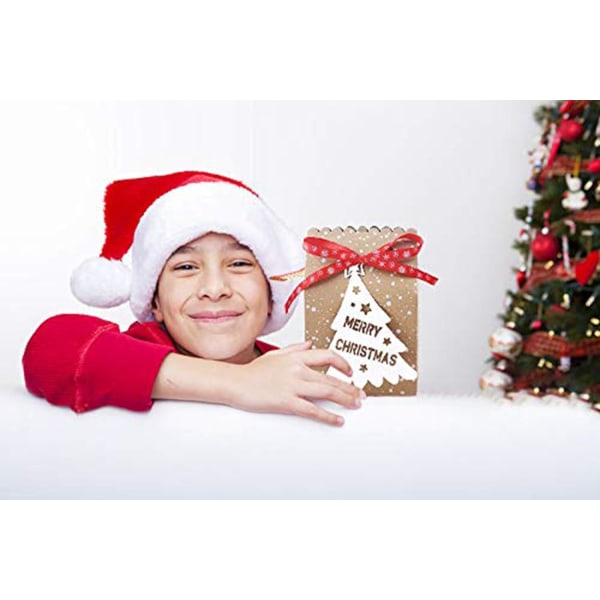 48 st Christmas Kraft presentförpackningar Set, 5 x 3 x 7 Mini Xmas Goodie
