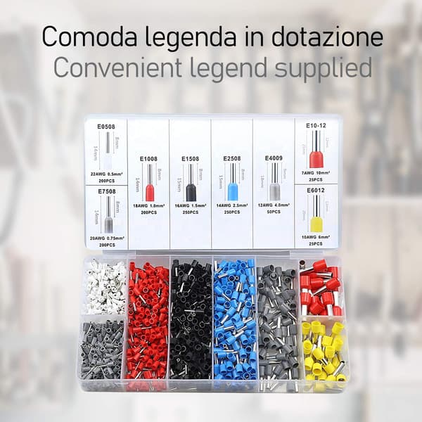 1200-dels elektrisk kontaktset, krympsko, 0,25-10 mm²