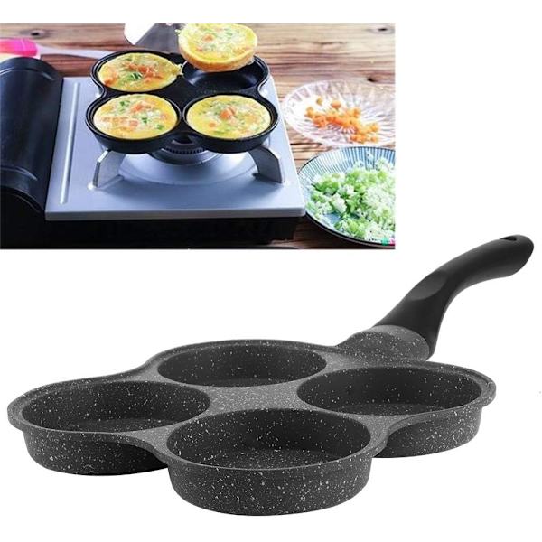 4-håls äggpanna, pannkakspanna, aluminium non-stick pannkakspanna ägg F