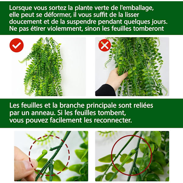 2 stk. Kunstige Boston Bregneplanter, Kunstige Droppende Planter
