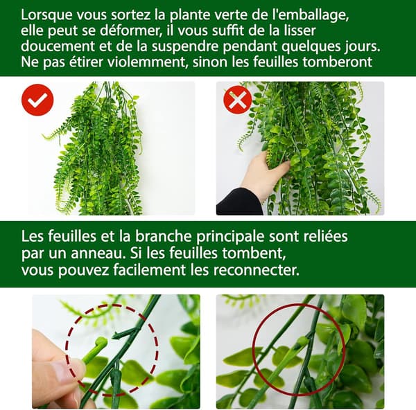 2 Stykker Kunstige Planter Boston Bregneplanter, Falske Kunstige Dro