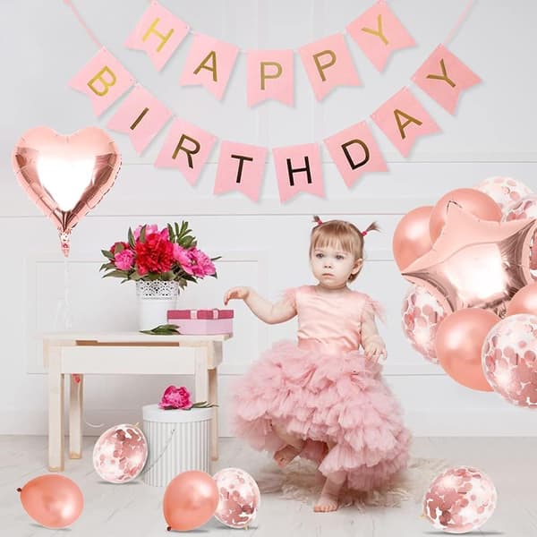 2 Ballonger för Flicka, Roséguld Ballon 2, Roséguld 2:a Födelsedag