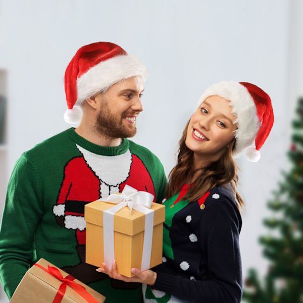 Plys Julepynt, LED-belyst Julehat, Julemandshat