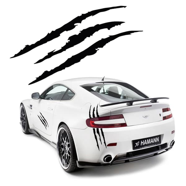 （Svart）2 st Bilstickers Monster Scratch Stripe Dekal, Monster Cla
