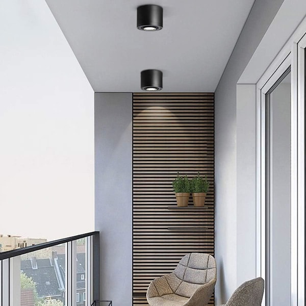 15W Svart Taklampe 1 LED-Spotlight Justerbar Taklampe