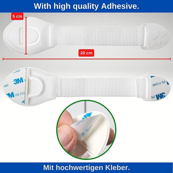 12-pack barnsäkerhetslås vita multifunktionella med speciallim