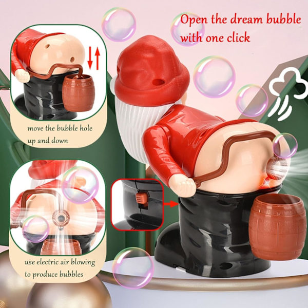 Jultomte-Bubbelblåsare Leksaksdekorationer, Rolig Jultomte Automatisk Rapbubbelmaskin med Blinkande Ljus & Musik, Jul
