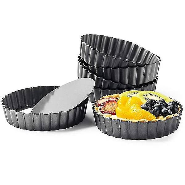 6-pack Non-stick Quiche Botten Spårad Tung Pizza Bakplåt DXGHC
