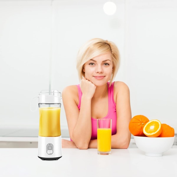 （Hvit）BPA-fri Mini Bærbar Blender, Personlig Blender for Smoothies