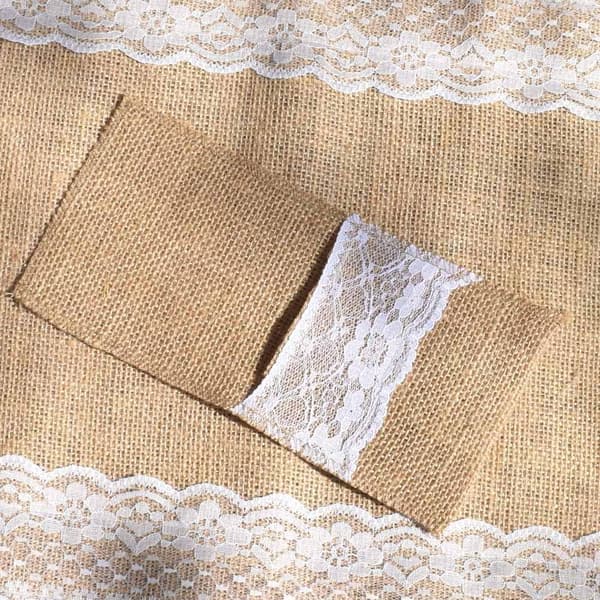 Set med 20 spetsburlap bestickhållare - för bestick, knivar och ga