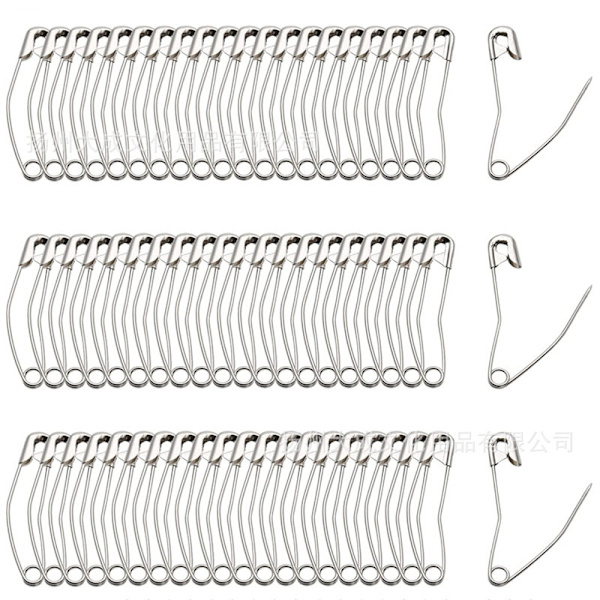 100 stycken säkerhetsnålar i storleken 6,8 * 5,4 * 2,4 cm - rostfria säkerhetsnålar för hemmasömnad, handgjorda - silver