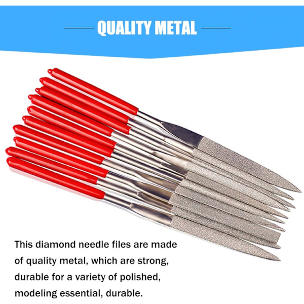 Sæt med 10 metalfiler 140mm, diamantfiler til præcisionsmodellering