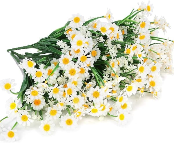 4 stk. Kunstige Margueritblomster, Plastik Kunstige Blomster, UV-resistent