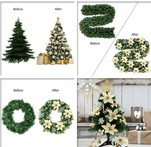 120 st julblommor set julgransdekoration hänge