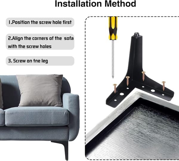 Sett med 2 Moderne Metallmøbelbein, Trekantform, Skap, Sofa