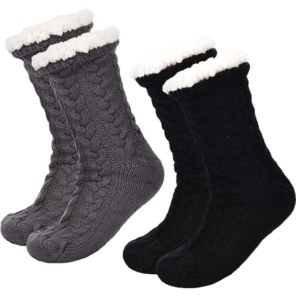 2 paria naisten liukumattomat sukat villavuoratut joulusukat liukumattomat