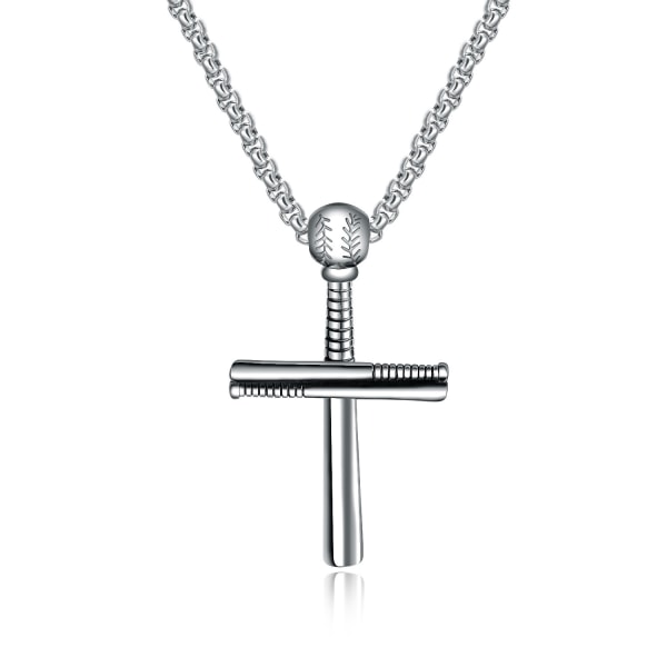 Herre store kors vedhæng halskæde 24 tommer sølv kæde