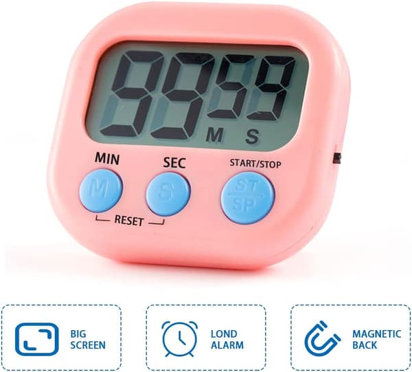 Magnetisk Kjøkken Timer, Matlagingstimer, Læringstimer, Høy Alarm