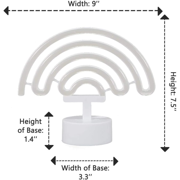 Regnbue Neon Skilt med Base, USB/Batterier for Soveromsdekor, Pla