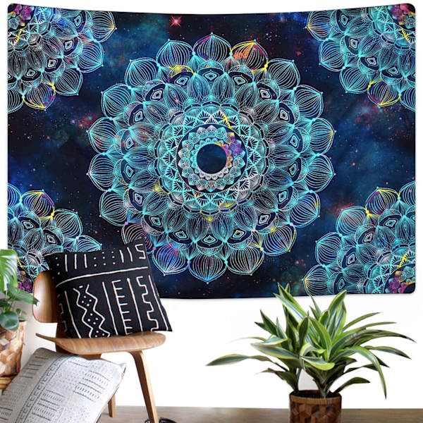 Mandala Lotus Vægtæppe Væghæng Psykedelisk Mystisk Boheme