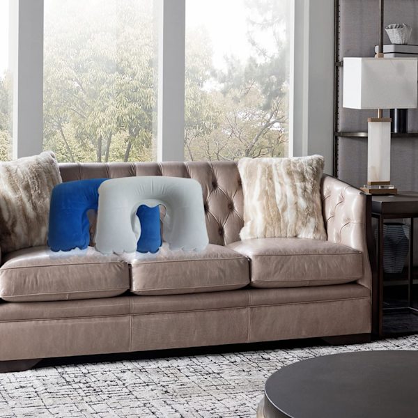 6-pak U-formet Oppustelig Rejse Nakkepude, Flocked Fabric Air