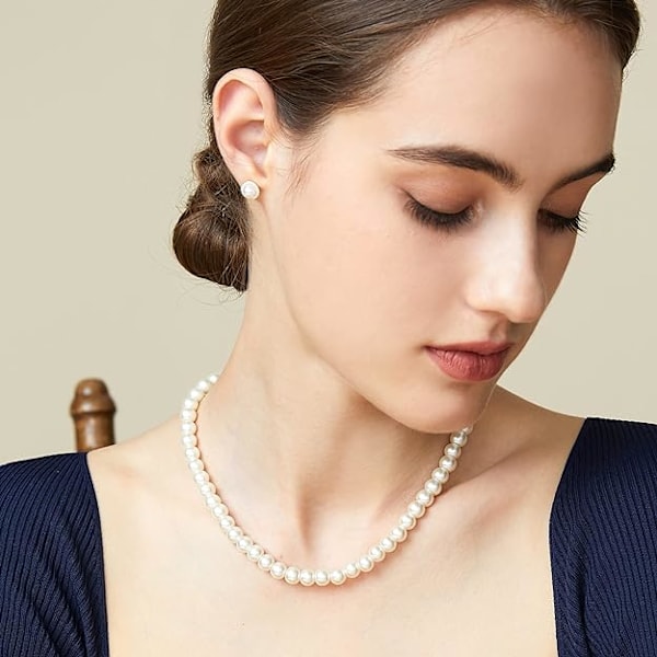 Rund Imiteret Perle Choker Halskæde Bryllup Perle Halskæde til