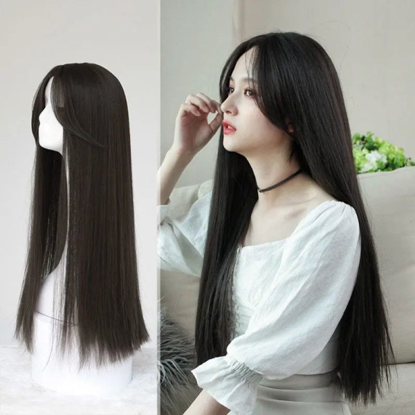 Peruker Kvinnors långa hår åtta karaktär lugg puffig naturlig rund