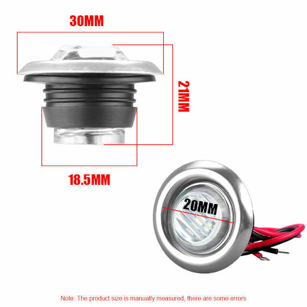10 kpl 3/4\" 12V Merkkivalo LED Kuorma-auton Perävaunun RV Pyöreä Sivu Luoti