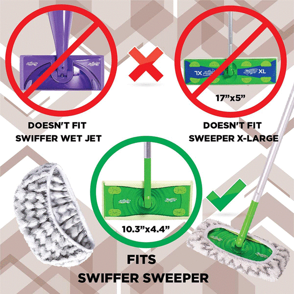 För Swiffer Sweeper platta mopp, torra och våta användningsdukar, mopphuvud