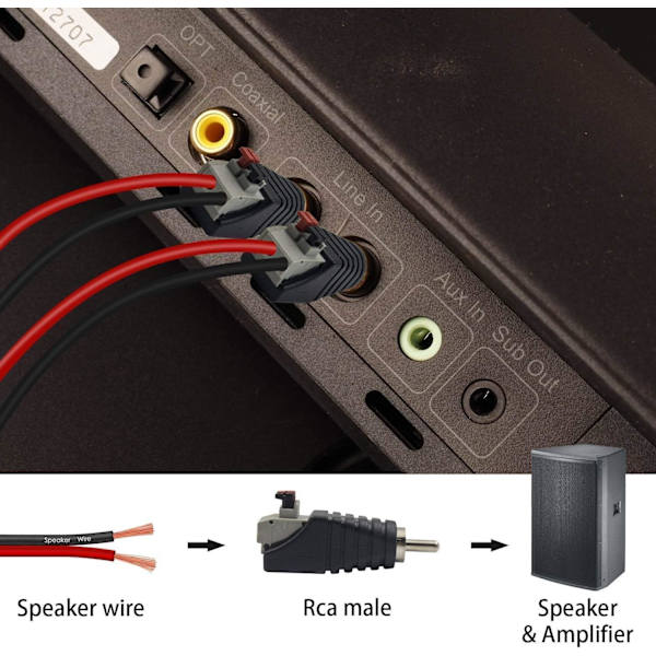 Phono Høytaler RCA Hunn og Hane til AV 2 Terminal Hunn Vid