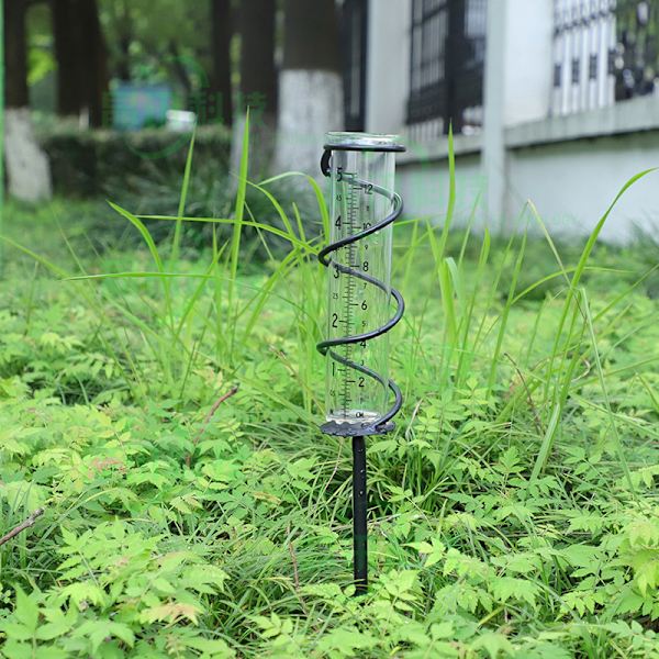 Spiral Hagehaug Regnmåler Transparent Glassrør 5 Tommer Regn