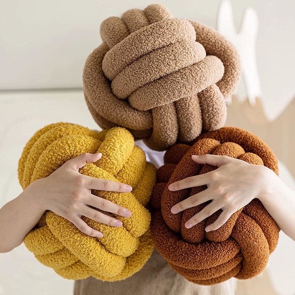 Mjuk Knuten Kudde Boll Rund Kudde Kuddar, Rosa 8,7 tum, Lammull
