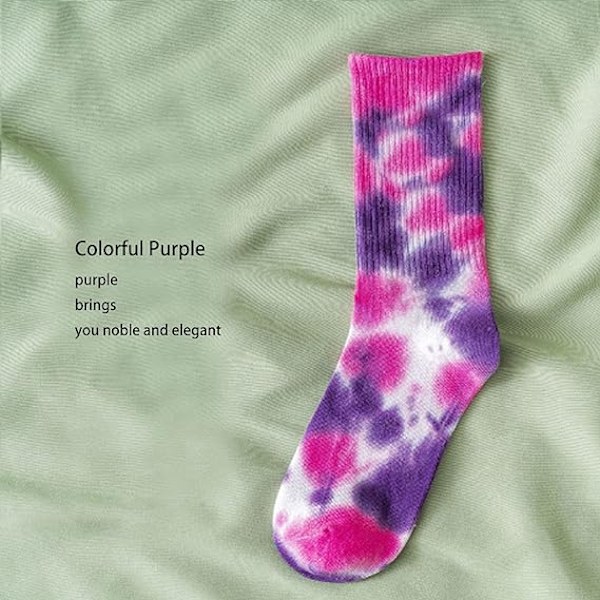 Färgglada Tie-Dye Mjuka Crew-strumpor för Kvinnor, Dämpade Casual Strumpor C