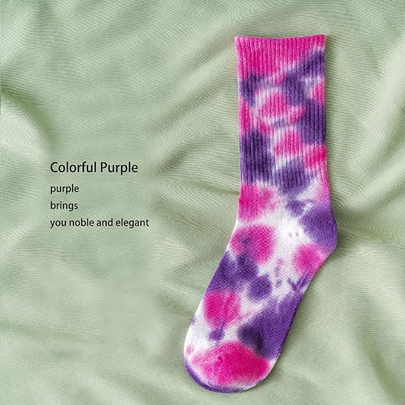 Farverige Tie-Dye Bløde Crew Sokker Polstrede Casual Sokker C