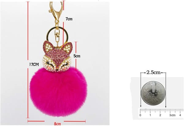 Räv Nyckelring (rosa) Borr Strass Hängande Dekoration Han