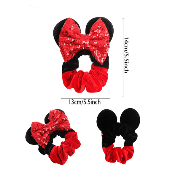 4 stk. Fløjlsmusøre Scrunchies Blanke Sequin Bows Scrunchies C