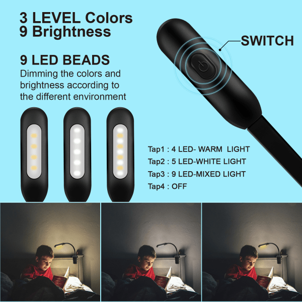 Mighty Bright LED læselampe, sort metal