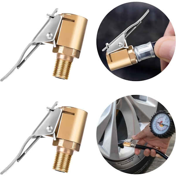 2-pack Luftchuck med Clip-adapter, för Däckpump, Tunga
