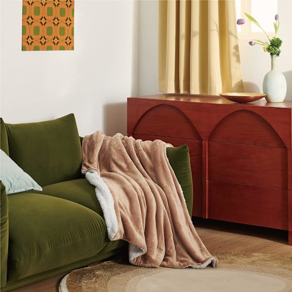 Fleece-teppe Sofa Pute - Kamel Sofa Pute 130x160, Sherpa