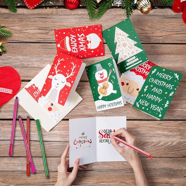 24 Pakk DIY Julekort, Tilpassbare Julehilsener DXGHC