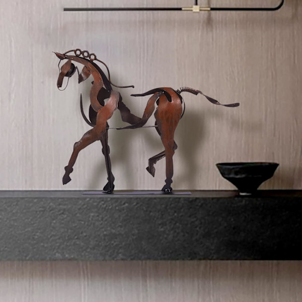 Kunst Metal Hest Statue Dekoration 100% Håndlavet Moderne Hest Skulptur