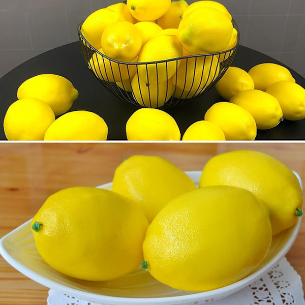 12 Kunstige Citroner Kunstige Livagtige Gula Citroner Dekoration Falske
