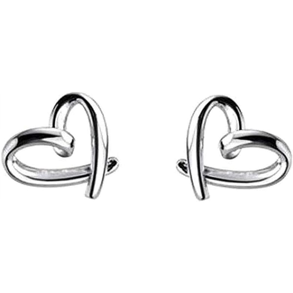 Minimalistiska hjärta sterling silver örhängen för kvinnor flickor tonåringar C