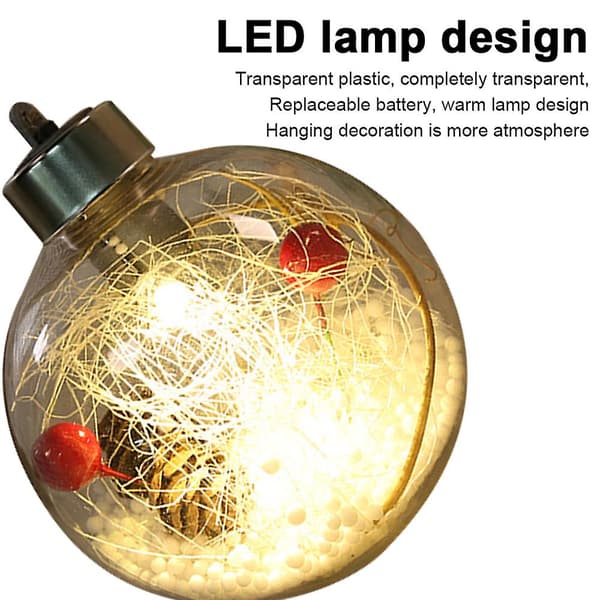 6 st 8 cm julkula i klart glas med LED-ljus för julgran