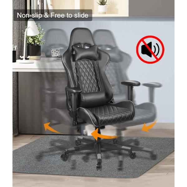 Kontorstolstæppe, 120 * 90cm, mørkegrå, stof, anti-slip gulvbeskyttelse, trægulv, keramiske fliser